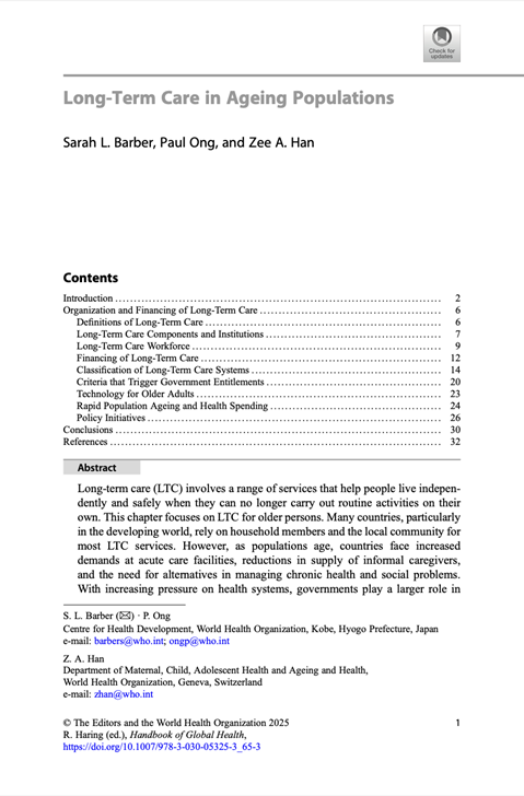Long-Term Care in Ageing Populations